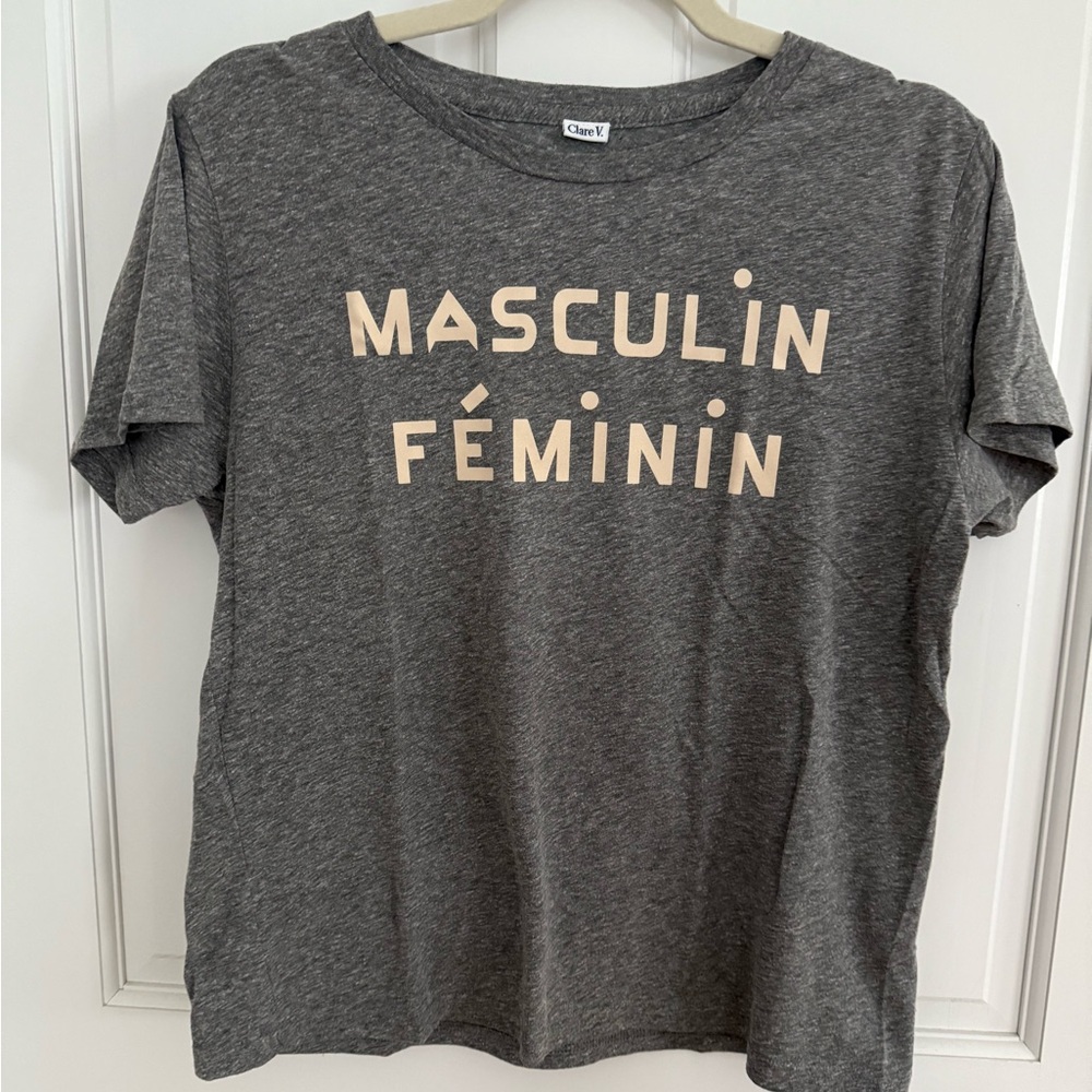 CLARE V. Classic tee MASCULIN FÉMININ print size M